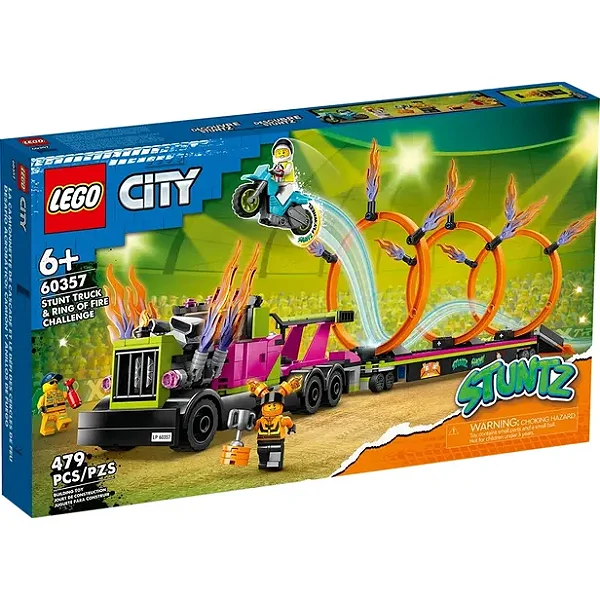 Lego Cidade Caminhão De Acrobacias & Desafio Anel De Fogo - 60357