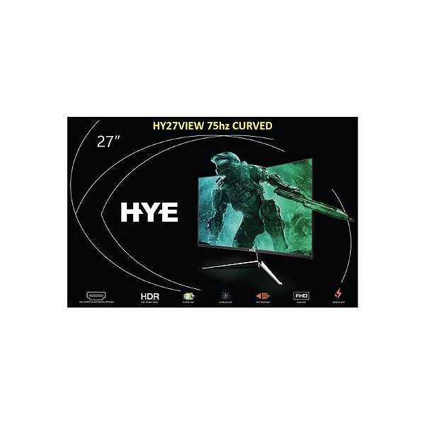 Monitor Curvo Hye de 27 com Resolução FHD e Taxa de Atualização de 75Hz