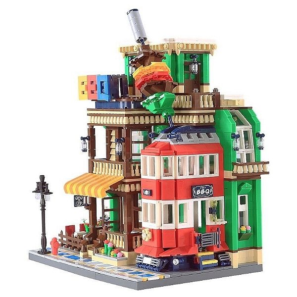 Blocos de Construção Wange - Restaurante Churrasco Arquitetura 6313 (1922 Peças)