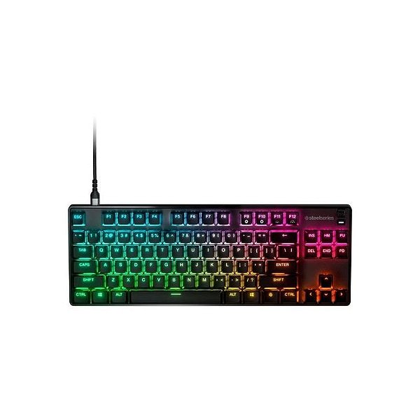 Teclado Gamer SteelSeries Apex 9 TKL RGB - Preta, Conexão USB, Layout Inglês