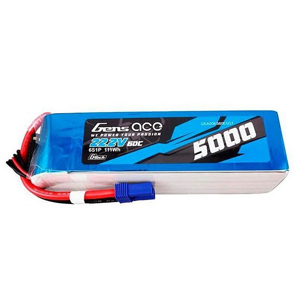 Bateria Gens Ace 22.2V 5000mAh 60C 6S G-Tech EC5 para Modelos RC