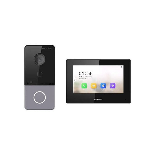Intercom Digital Hikvision DS-KIS605-P - Preto e Cinza