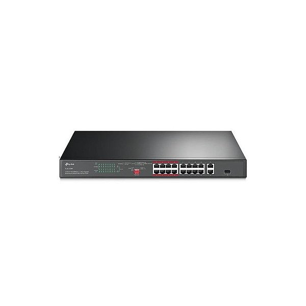 Switch TP-Link TL-SL1218P - Comutador PoE+ 16 Portas 1000Mbps - Cor Cinza