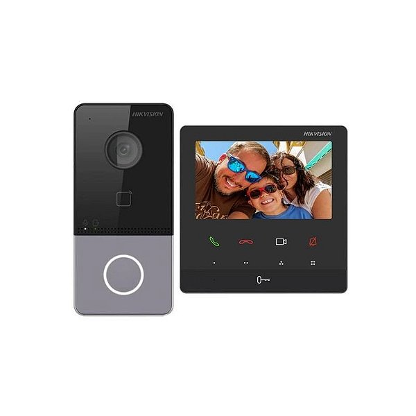 Intercom IP Hikvision DS-KIS606-P Poe 2MP - Preto com Monitoramento à Distância