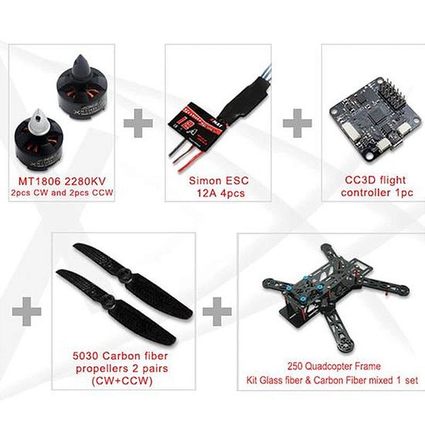 Quadricóptero MR Emax 300 em Carbono Puro - Combo Completo