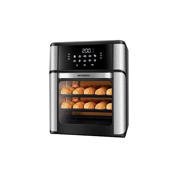 Fritadeira Elétrica Mondial AFO-12L-Bi 2 em 1 2000W 12L Preto e Prata