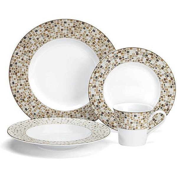 Jogo De Jantar 16 Peças Aleria Brown Da Cuisinart