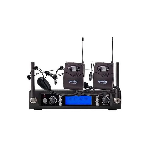 Sistema Duplo de Microfone Sem Fio Uhf 6200HL Headset Gemini Profissional