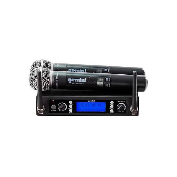 Sistema de Microfone Sem Fio UHF6200M Gemini Duplo com Transmissão de Alta Qualidade