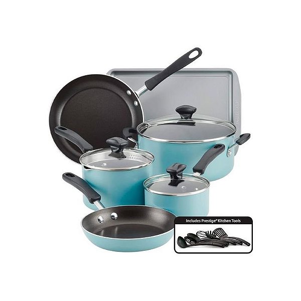 Conjunto de Panelas Antiaderentes Farberware Diamond Max Azul Água - 15 Peças