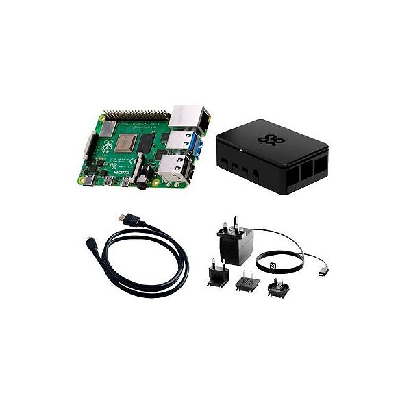 Kit Inicial Raspberry Pi 4 com 4GB e Case de Plástico - Código UPC: 387676