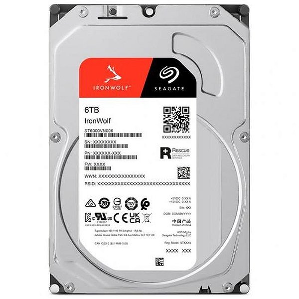 Disco Rígido SATA III 6TB Seagate IronWolf NAS ST6000VN006 para Armazenamento Profissional