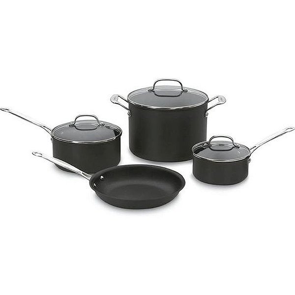 Jogo De Panelas Cuisinart 66 7P1 Antiaderente Chef Classic Preto 7 Peças