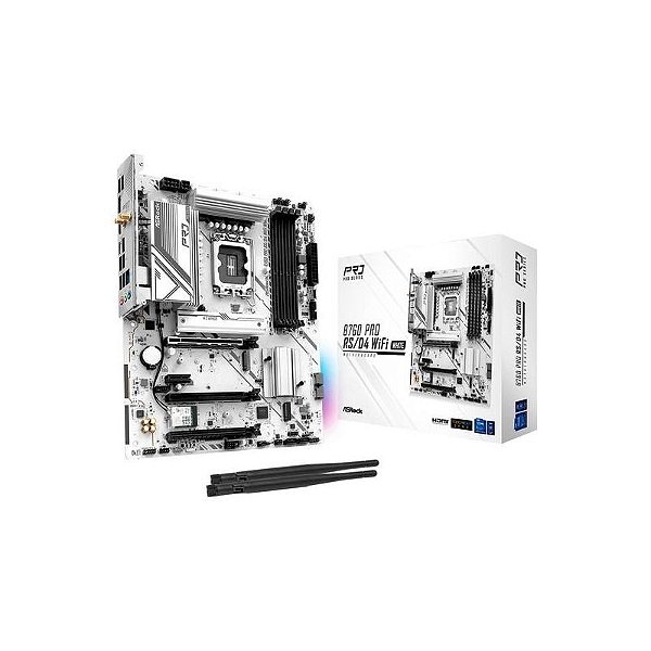 Placa Mãe Asrock B760 Pro RS/D4 Wi-Fi White ATX LGA 1700 para Processadores Intel