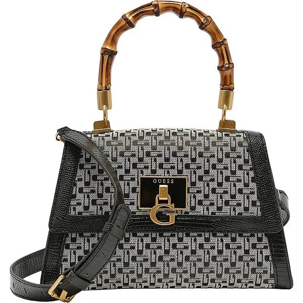Bolsa Feminina Preta Guess JK787521 com Logo - Original