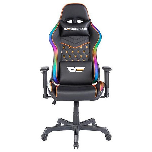 Cadeira Gamer RGB Darkflash RC-650 - Preta e Laranja Ergonomicamente Projetada