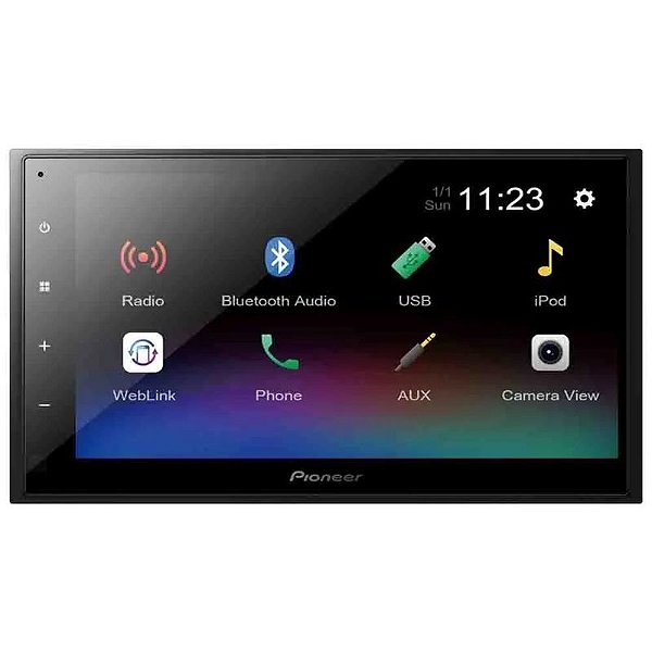 Rádio Multimídia Pioneer DMH-A345BT 6.8 WVGA Bluetooth, FM, USB e AUX - Preto