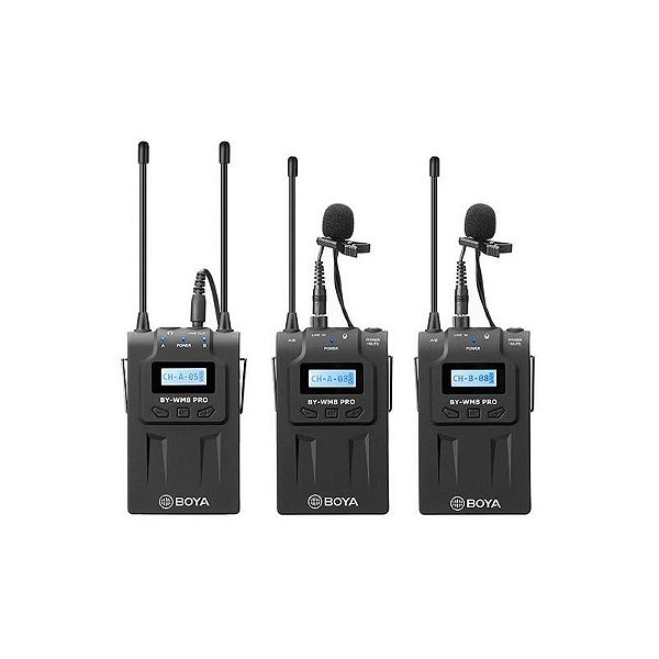 Microfone Wireless Boya By-Wm8 Pro K2 (2 Transmissores + 1 Receptor) - Preto