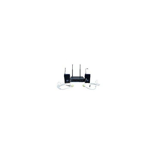 Microfone Sem Fio Uhf-282 Dourado (2 Fones De Ouvido)