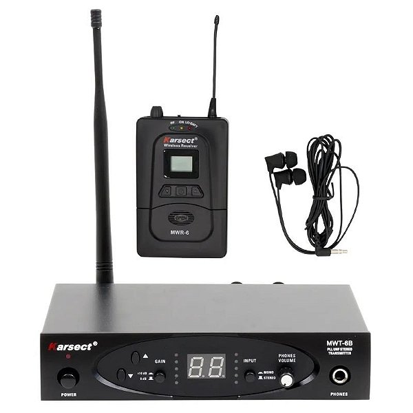 Monitor Sem Fio Karsect PLL/UHF MWR-6/MWT-6B para Vigilância Profissional