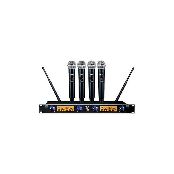 Microfone Sem Fio BLG UF-4000 UHF 4 Canais para Áudio Profissional