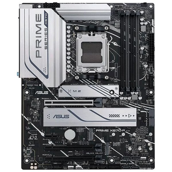 Placa Mãe Asus PRIME X670-P AM5 com DDR5, PCI-E e Conexões HDMI/DP/ USB-C