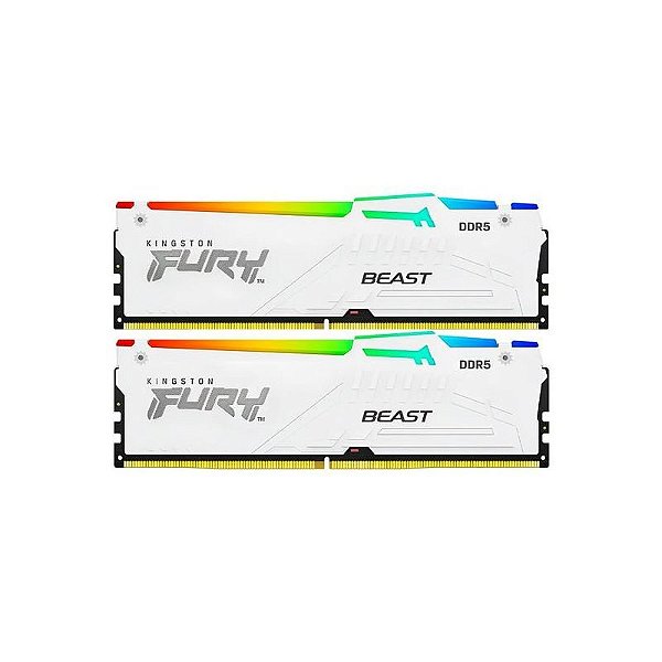 Memória RAM Kingston Fury Beast DDR5 64GB (2x32GB) 6000MHz RGB - Branca