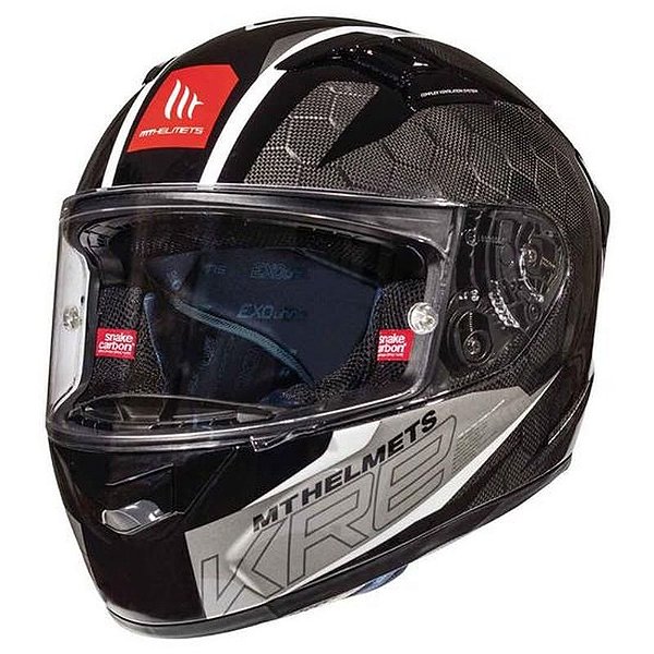 Capacete Mt Helmets Kre Snake Carbono 2.0 A0 Fechado Tamanho Xl Gloss Branco