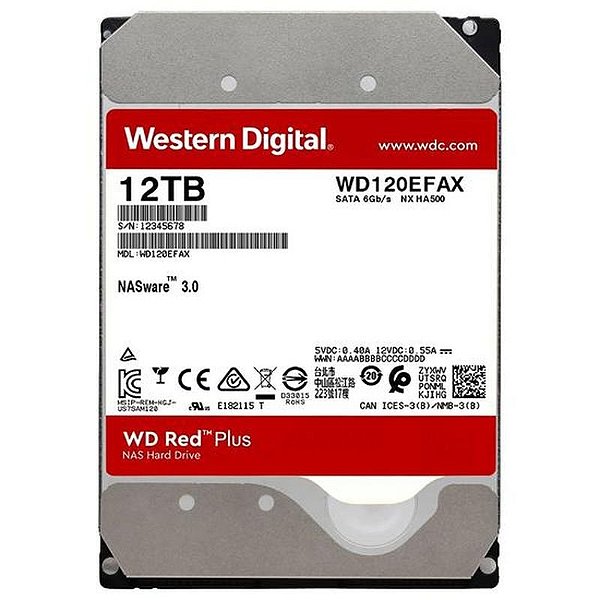 Disco Rígido Western Digital 12TB WD Red Plus NAS 3.5 SATA 7200RPM - WD120EFBX