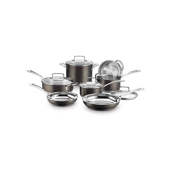 Conjunto de Panelas Cuisinart BSC7-11 em Aço Inoxidável para Indução - 11 Peças Pretas