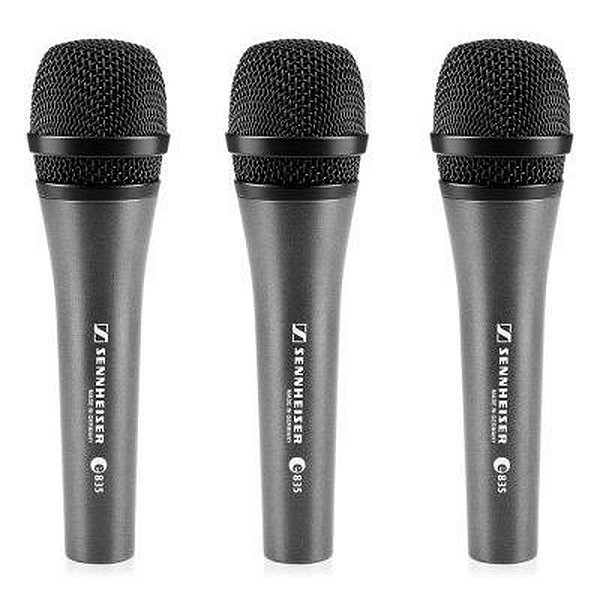 Pacote com 3 Microfones Sennheiser e 835 Cardioide Dinâmico para Vocais