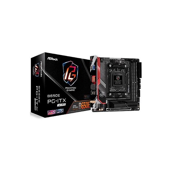 Placa Mãe Asrock B650E PG-ITX Wi-Fi, 2xDDR5, Socket AM5, Chipset AMD B650 Mini ITX