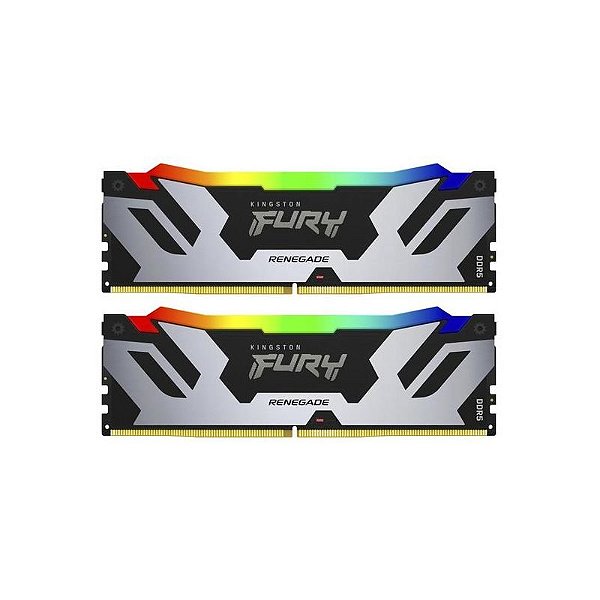 Memória RAM Kingston Fury Renegade DDR5 96GB (2x48GB) 6000MHz RGB - Preto e Prata