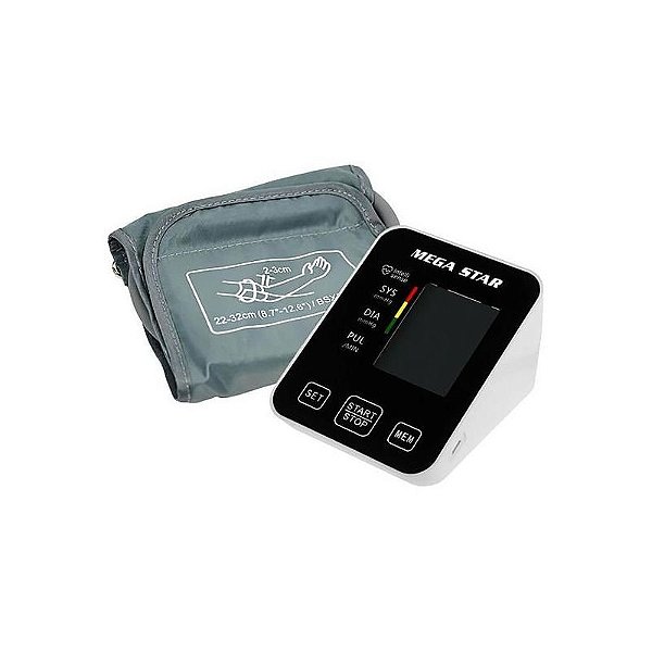 Medidor de Pressão Digital para Braço Megastar HT563 com Tela LCD - Branco e Preto