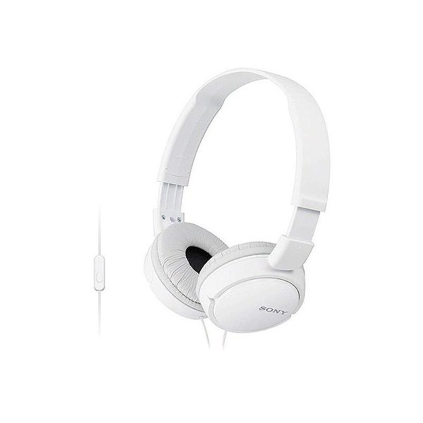 Fone de Ouvido Sony MDR-ZX110AP - Branco com Microfone e Design Elegante