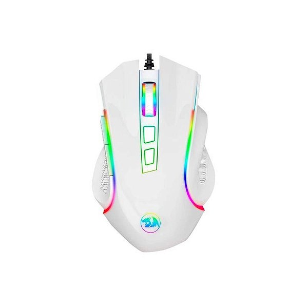 Mouse Gamer Redragon M607W Griffin 7200 DPI RGB USB - Branco e Preto