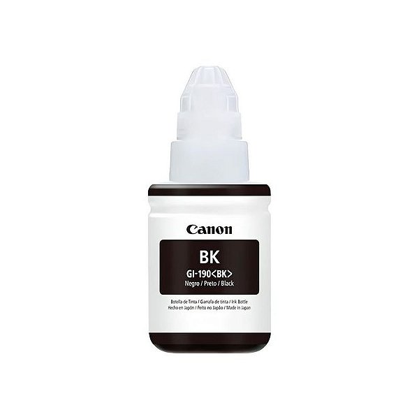Frasco de Tinta Canon GI-190 para Impressoras Canon Pixma - Preto 135ML