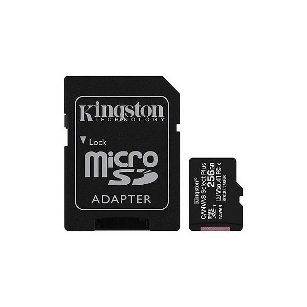Cartão Micro SD 256GB Classe 10 - Velocidade de 100MB/s - Kingst