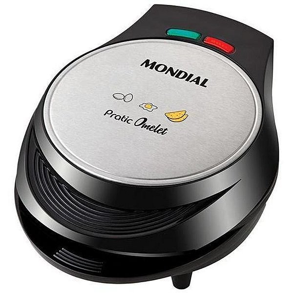 Omeleteira Elétrica Mondial Antiaderente 220V – Modelo Pratic OM-01 Preto e Prata