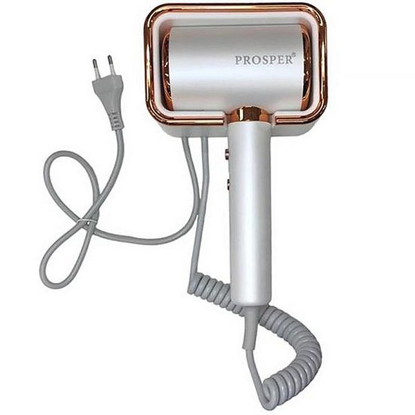 Secador de Cabelo Prosper P-6603 3.600W com Suporte de Parede - 110V Branco/Dourado