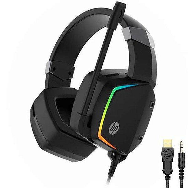 Fone De Ouvido Para Jogos Hp H320 Usb/3.5Mm Para Pc - Cor Preto/Prata