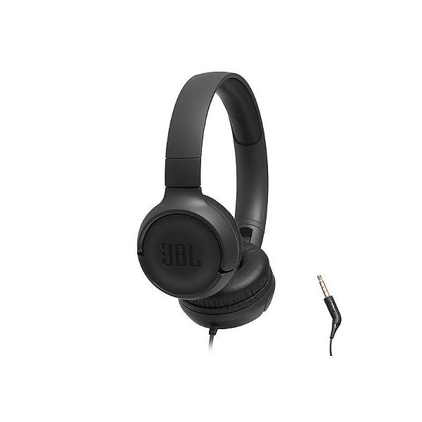 Fone de Ouvido JBL Tune T500 com Fio - Preto | Som Pure Bass e Conforto Ideal