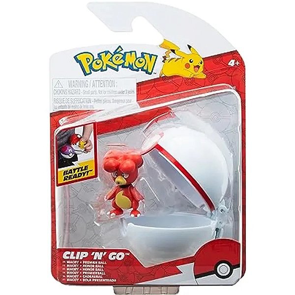 Clip 'N' Go Magby e Pokébola Premier - Jazwares PKW3139