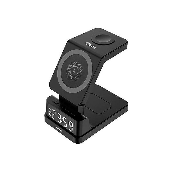 Carregador Wireless 4LIFE FLWXC89 4 em 1 para Smartphones - Cor Preta
