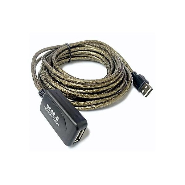 Cabo Extensor USB 15M AM/Af 2.0 com Amplificador de Sinal