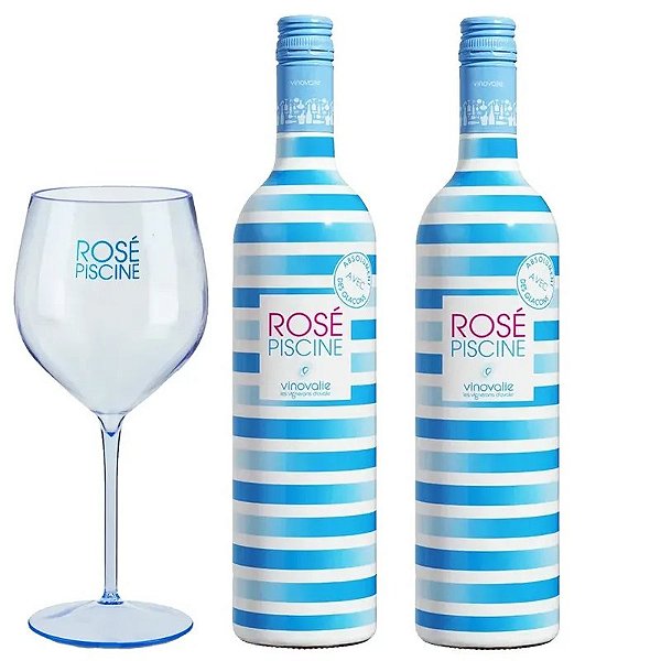 Kit Vinovalie Rosé Piscine 750Ml Com Taça Elegante