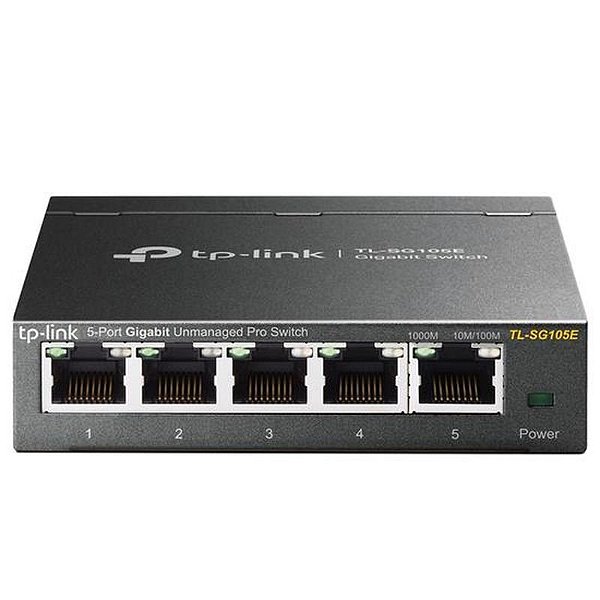 Switch TP-Link TL-SG105E - 5 Portas Gigabit Ethernet - Alta Performance - Cinza