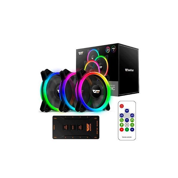 Ventilador Cooler Darkflash DR12 Pro 3 em 1 com Iluminação LED e Controle Remoto
