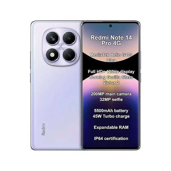 Smartphone Xiaomi Redmi Note 14 Pro LTE Dual SIM 6.67" 8GB RAM 256GB Roxo (Global)