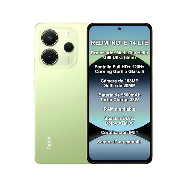 Smartphone Xiaomi Redmi Note 14 LTE Dual SIM 6.67" 8GB RAM 256GB Verde Global